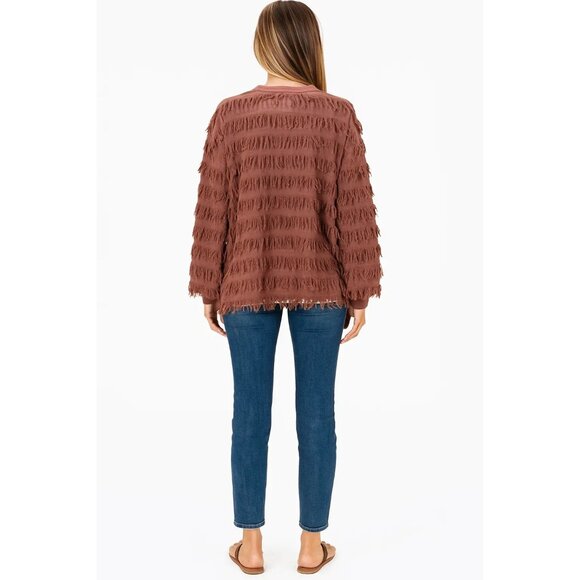 Vintage Paula Sweet Muslin Mink Fringe Jacket Two Button Fringe Size Medium - Picture 2 of 9